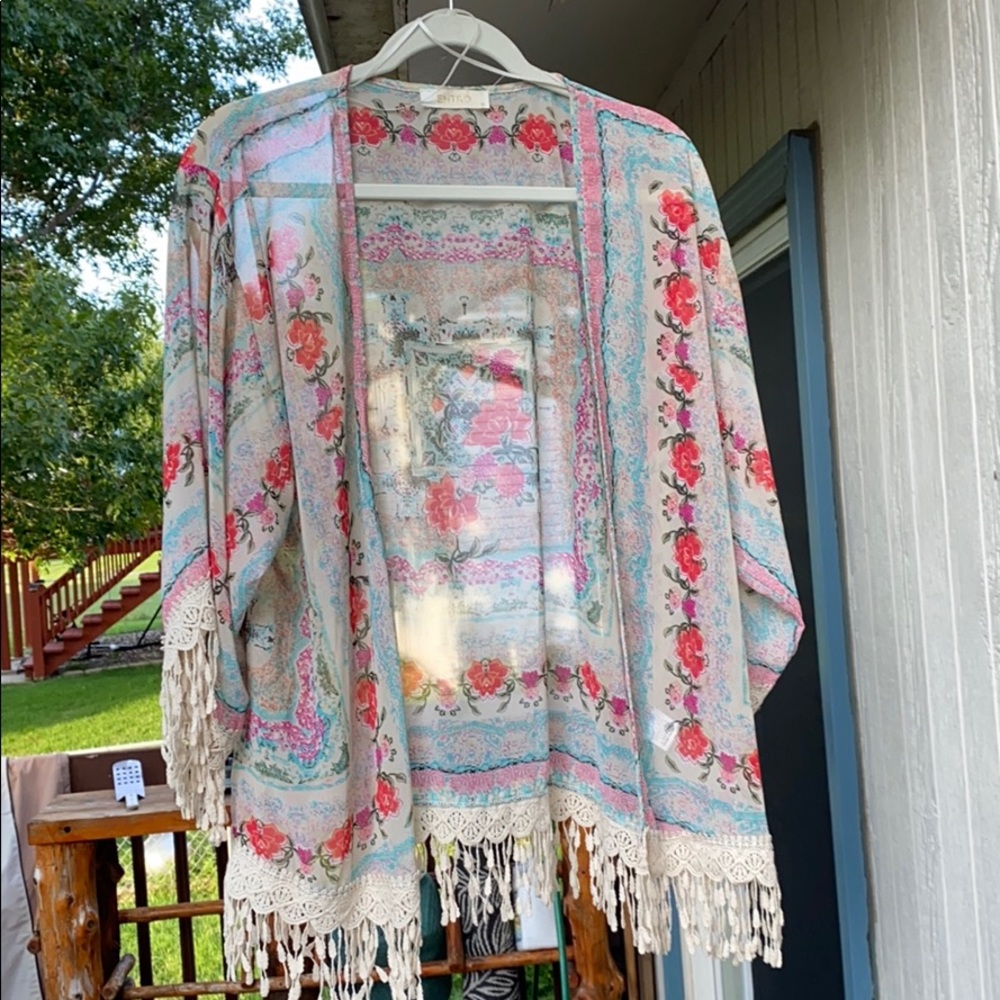 Floral Kimono w/Fringe